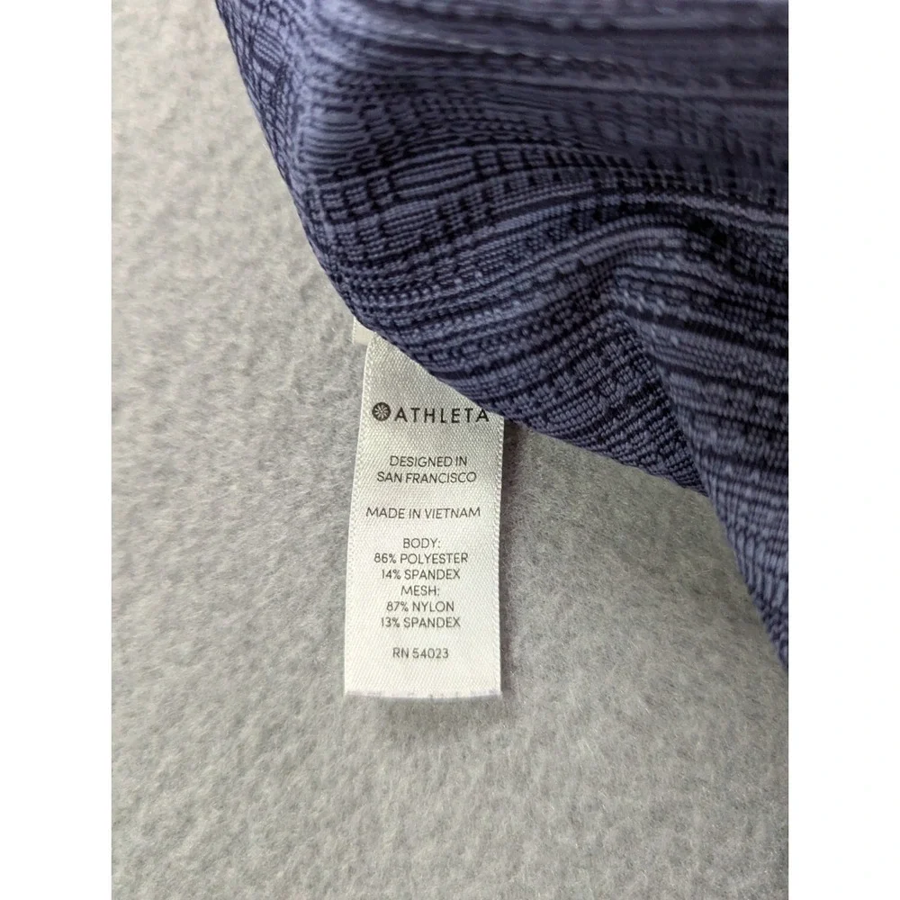 ATHLETA ULTIMATE STASH POCKET PRINTED CAPRI LEGGINGS BLUE XXS